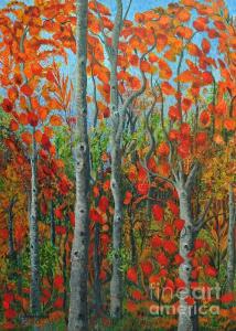 I Love Fall Acrylic on Canvas Featured in Semi Abstract Group